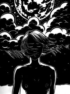 Soleil noir, une femme nue